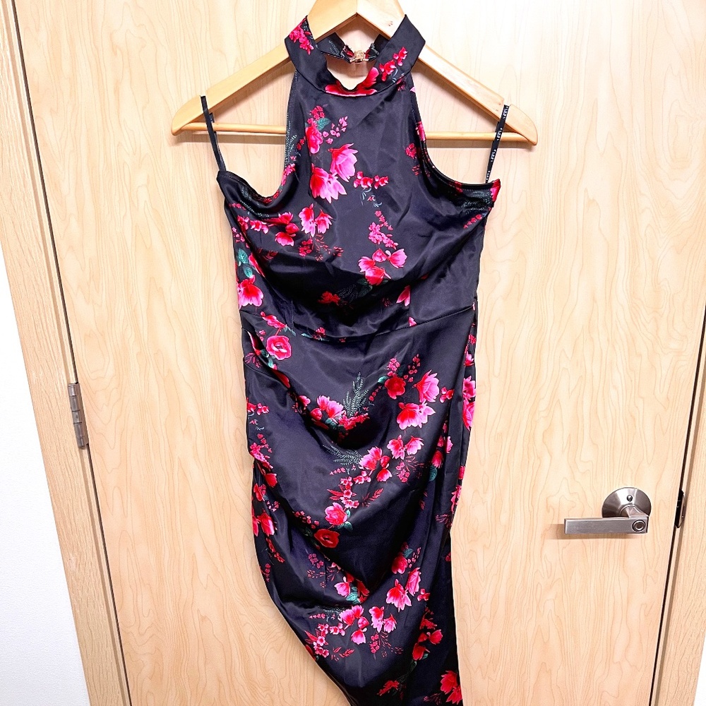 Asymmetric halter neck dress (NYE dress, wedding guest, party)